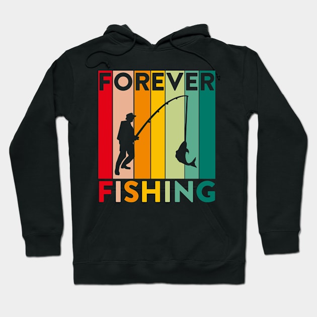 Forever Fishing | Fisherman Angler Vintage Retro Hoodie by Rixta Tees